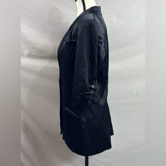 Elizabeth And James Satin Blazer With Zipper Back Black - Picture 4 of 7